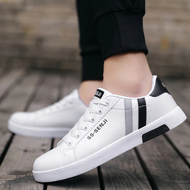 High Quality Men Sneakers Leather Outdoor Casual Shoes Lace-up Hot Sale Mens Vulcanized Shoes Trendy Men Shoes New Tenis Hombres