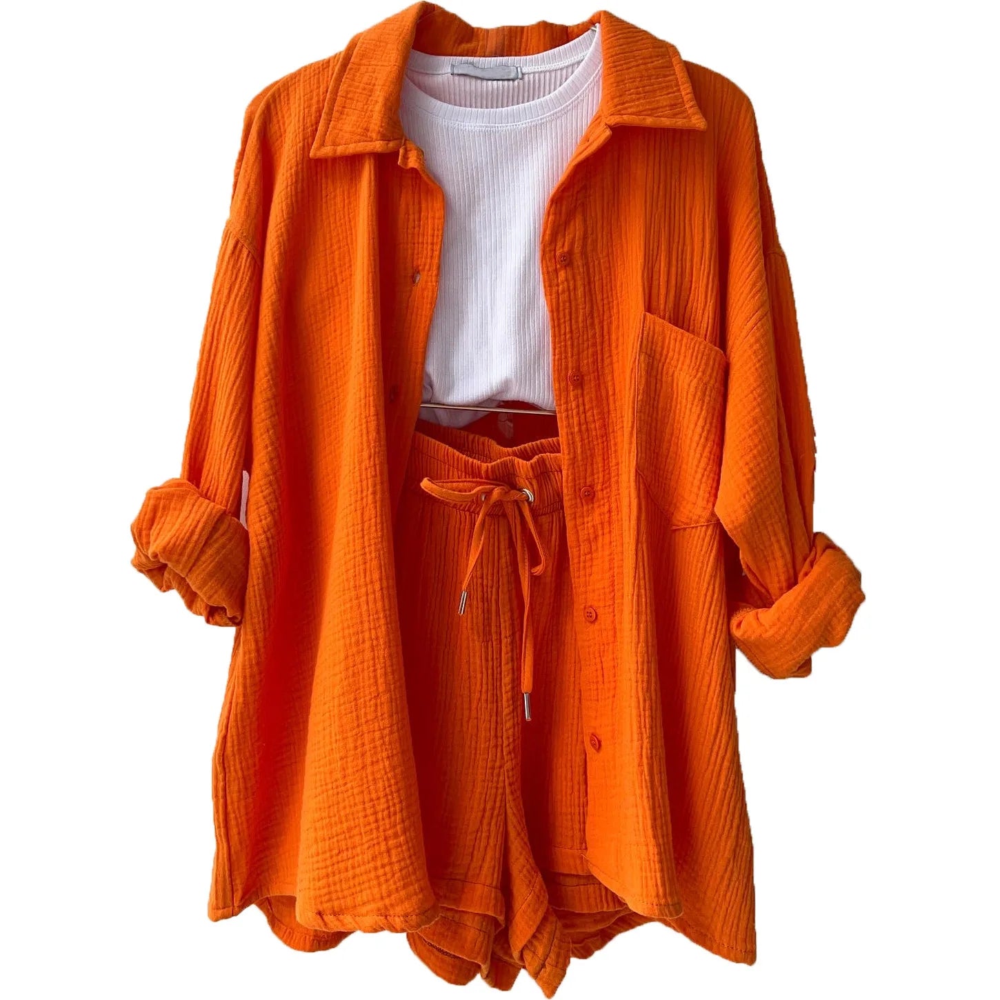 Solid Color Casual Loose Short Pants Sets For Women 2025 Elegant Summer Women's Two Pieces Suit Full Set Female Outfit Clothes