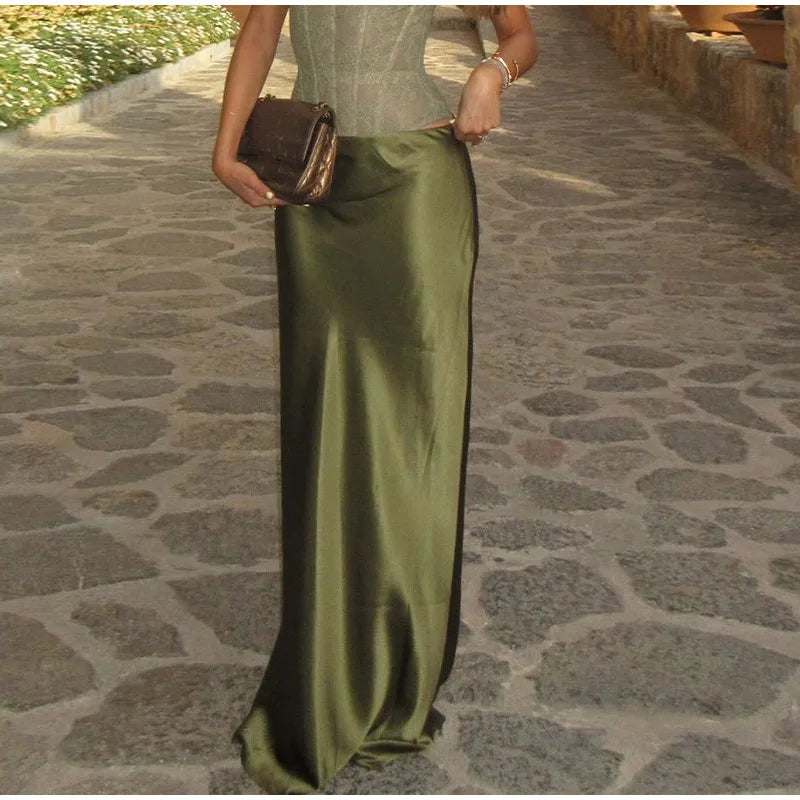 Fashion Solid Women's Two Piece Suit V-neck Sleeveless Lace Up Top A-line Hip Package Long Skirt 2025 Summer Lady Causal Outfits