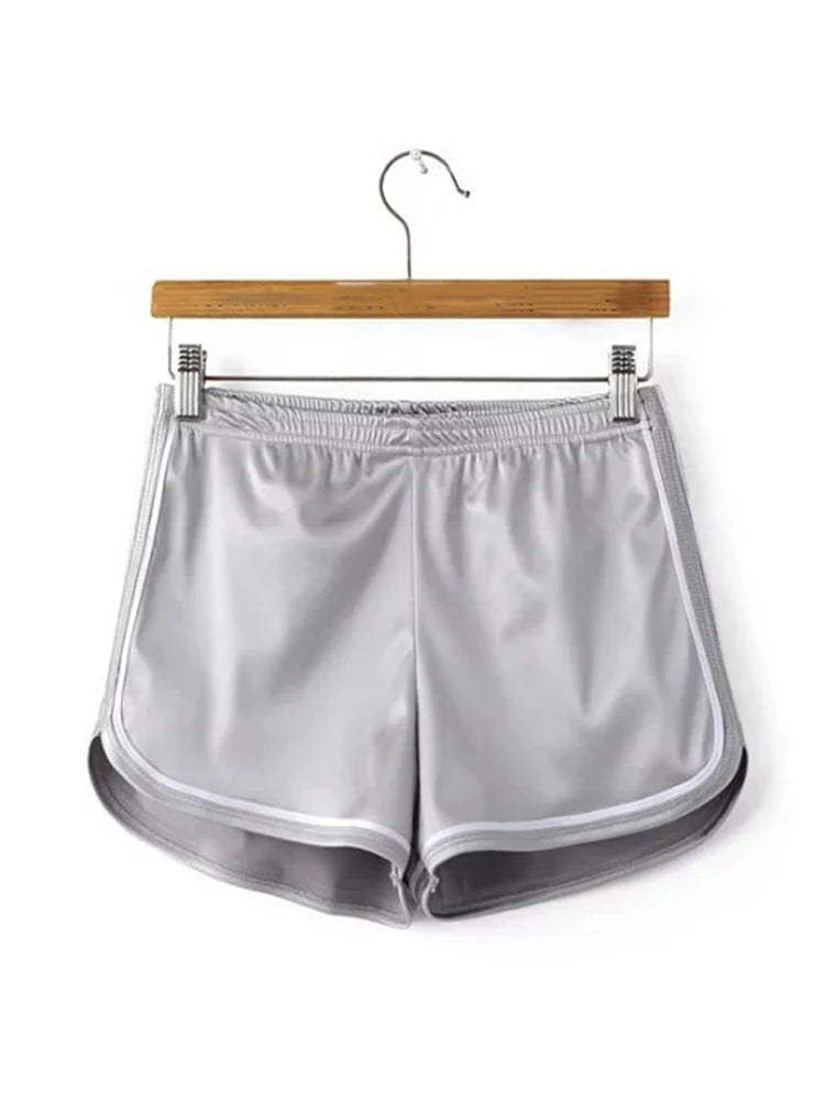 New 2025 Women Shorts Summer Silk Slim Beach Casual White Egde Shorts Hot