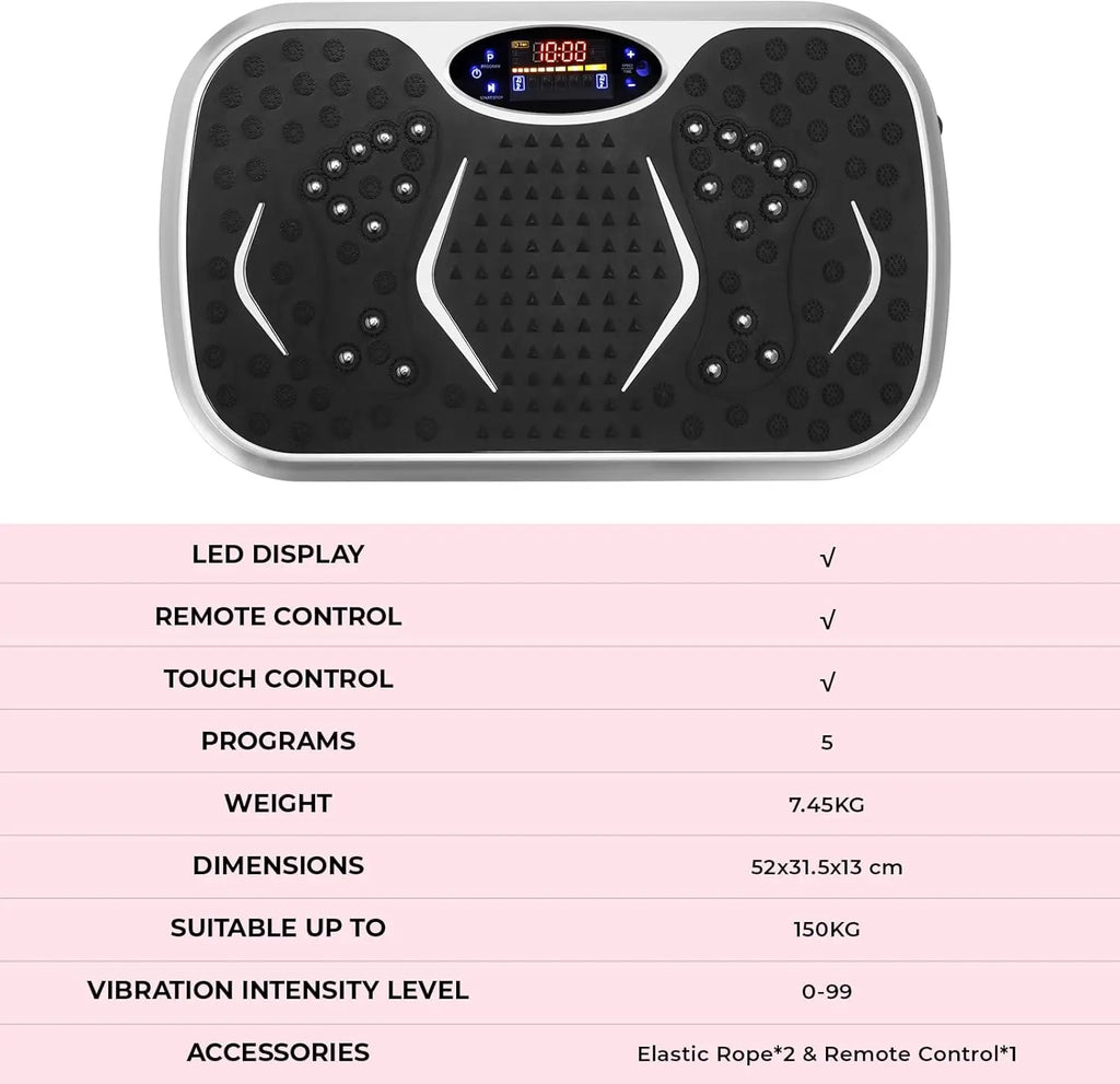 Vibration Plate,Fitness Vibration Board for Home,Full Body Exercise Machine,Fat Burning&Muscle Building,Body Shaper,Silver