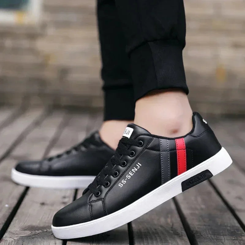 High Quality Men Sneakers Leather Outdoor Casual Shoes Lace-up Hot Sale Mens Vulcanized Shoes Trendy Men Shoes New Tenis Hombres