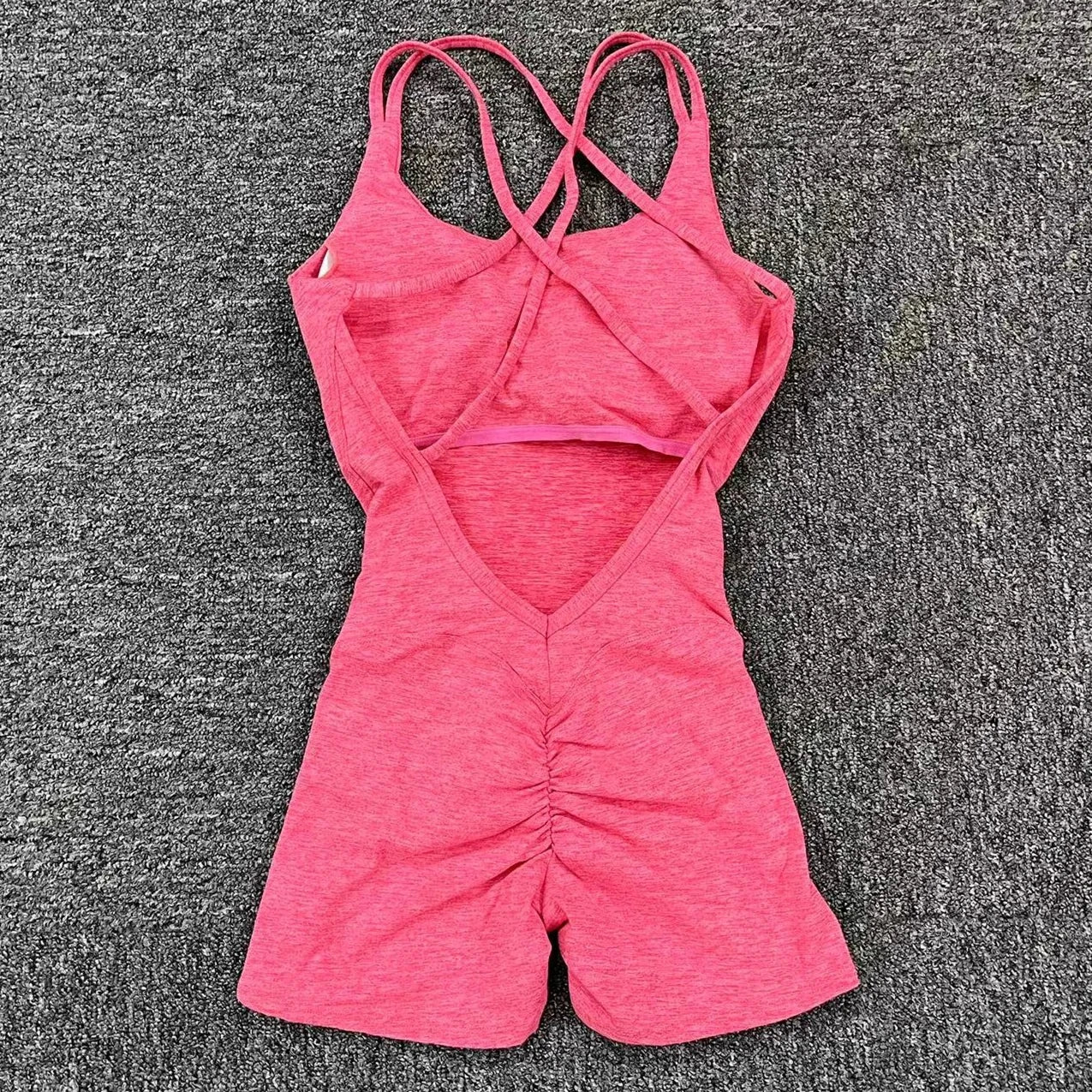 Pad Cross Back Women 2025 Lycra Fitness Gym One Piece Jumpsuit Leggings Workout Pant Female Shorts Active Wear Sport Outfit Suit