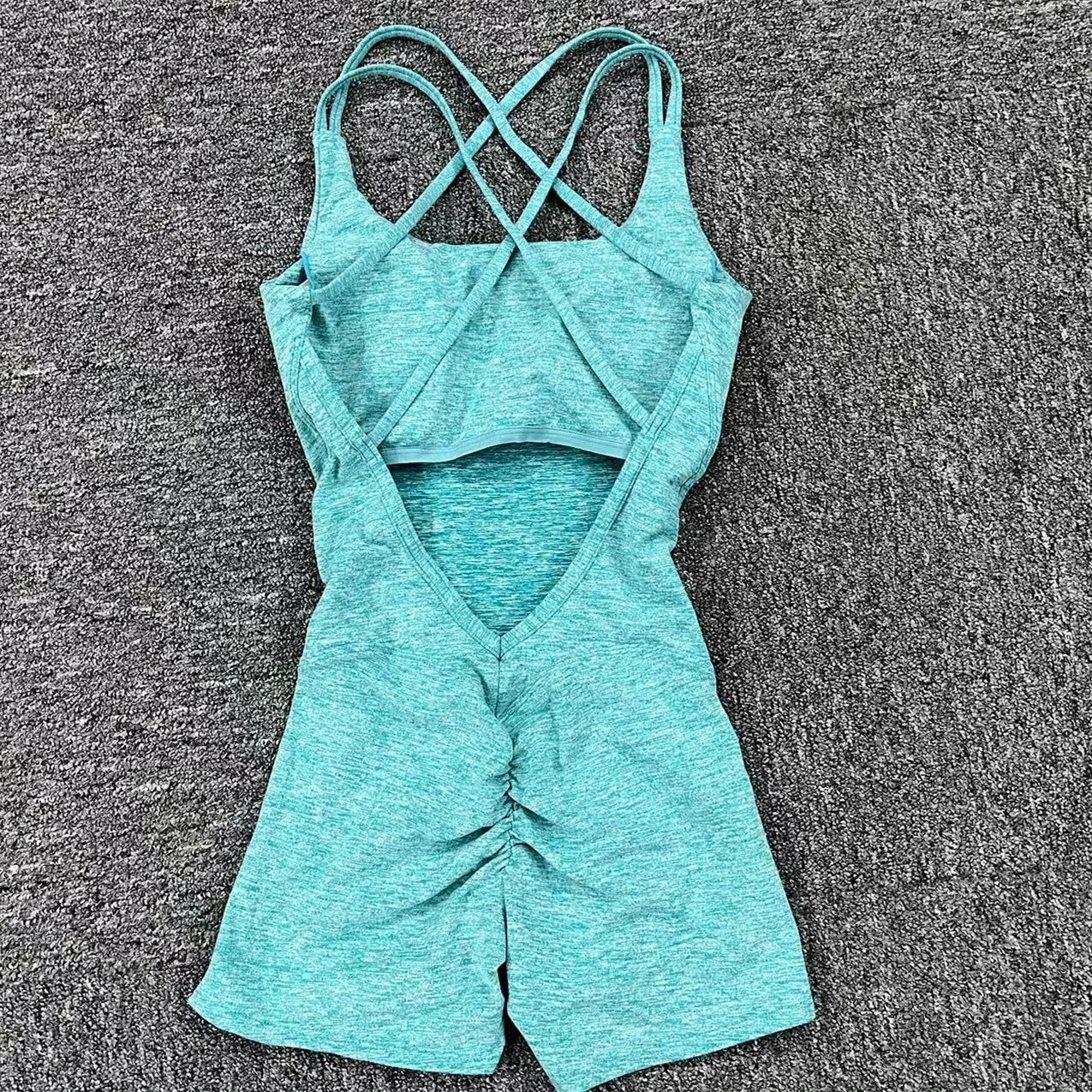 Pad Cross Back Women 2025 Lycra Fitness Gym One Piece Jumpsuit Leggings Workout Pant Female Shorts Active Wear Sport Outfit Suit