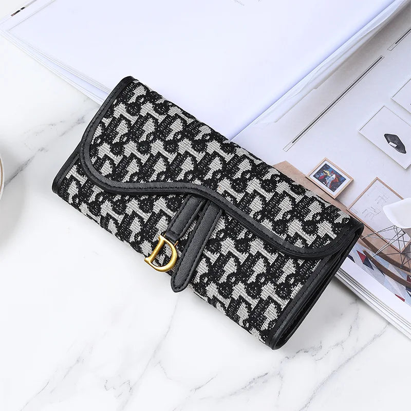 Retro Wallet Women's Long Large Capacity D-Buckle Multi Card Position Foreign Trade Multi Functional Three Fold Handheld Bag