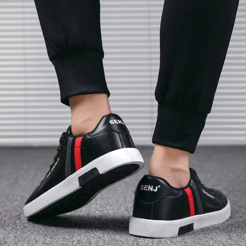High Quality Men Sneakers Leather Outdoor Casual Shoes Lace-up Hot Sale Mens Vulcanized Shoes Trendy Men Shoes New Tenis Hombres
