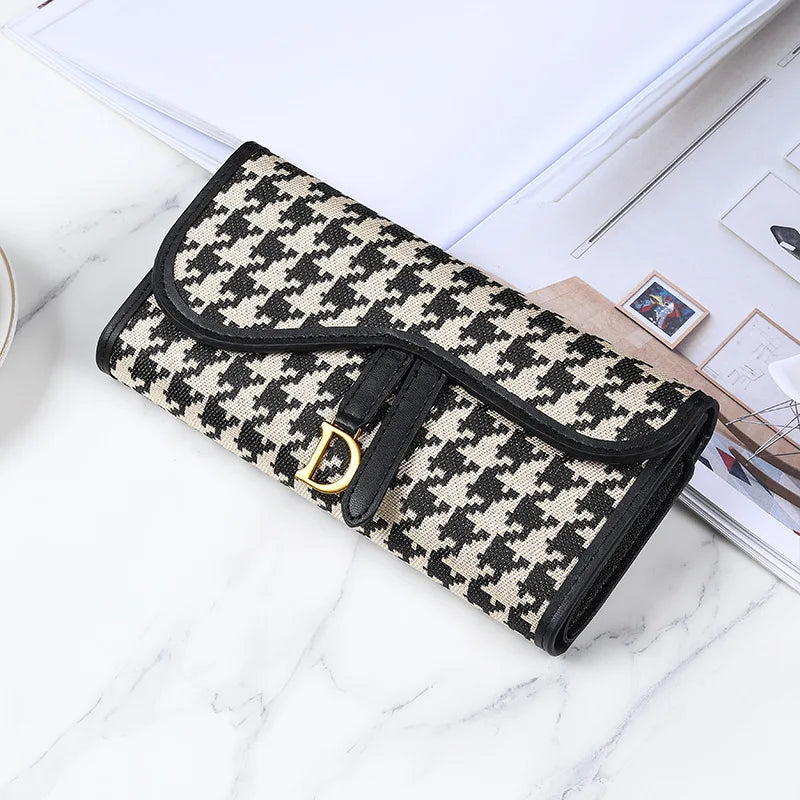 Retro Wallet Women's Long Large Capacity D-Buckle Multi Card Position Foreign Trade Multi Functional Three Fold Handheld Bag