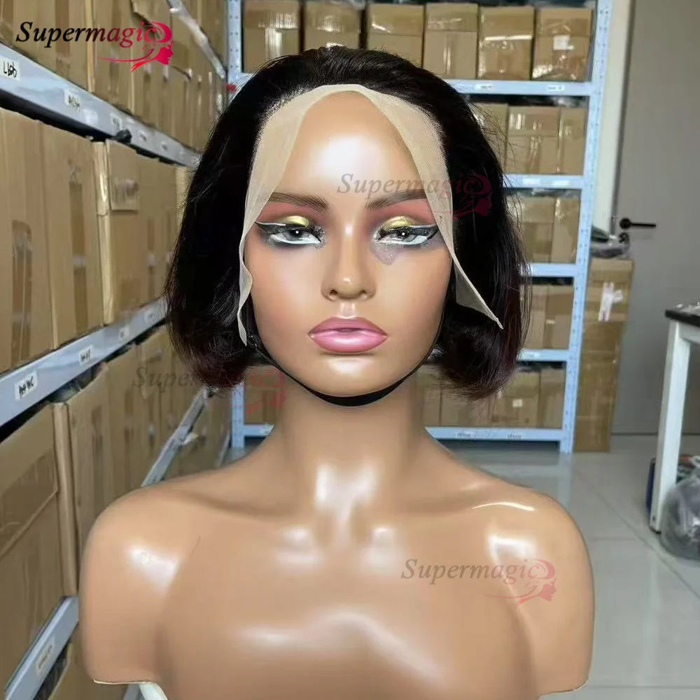 Ombre Chotolate brown Straight Bob 13x4 Lace Closure Human hair Wigs 100% Vietnamese Hair Wear and Go Glueless Layered Cut Wig