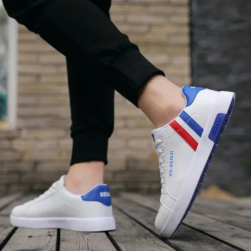 High Quality Men Sneakers Leather Outdoor Casual Shoes Lace-up Hot Sale Mens Vulcanized Shoes Trendy Men Shoes New Tenis Hombres