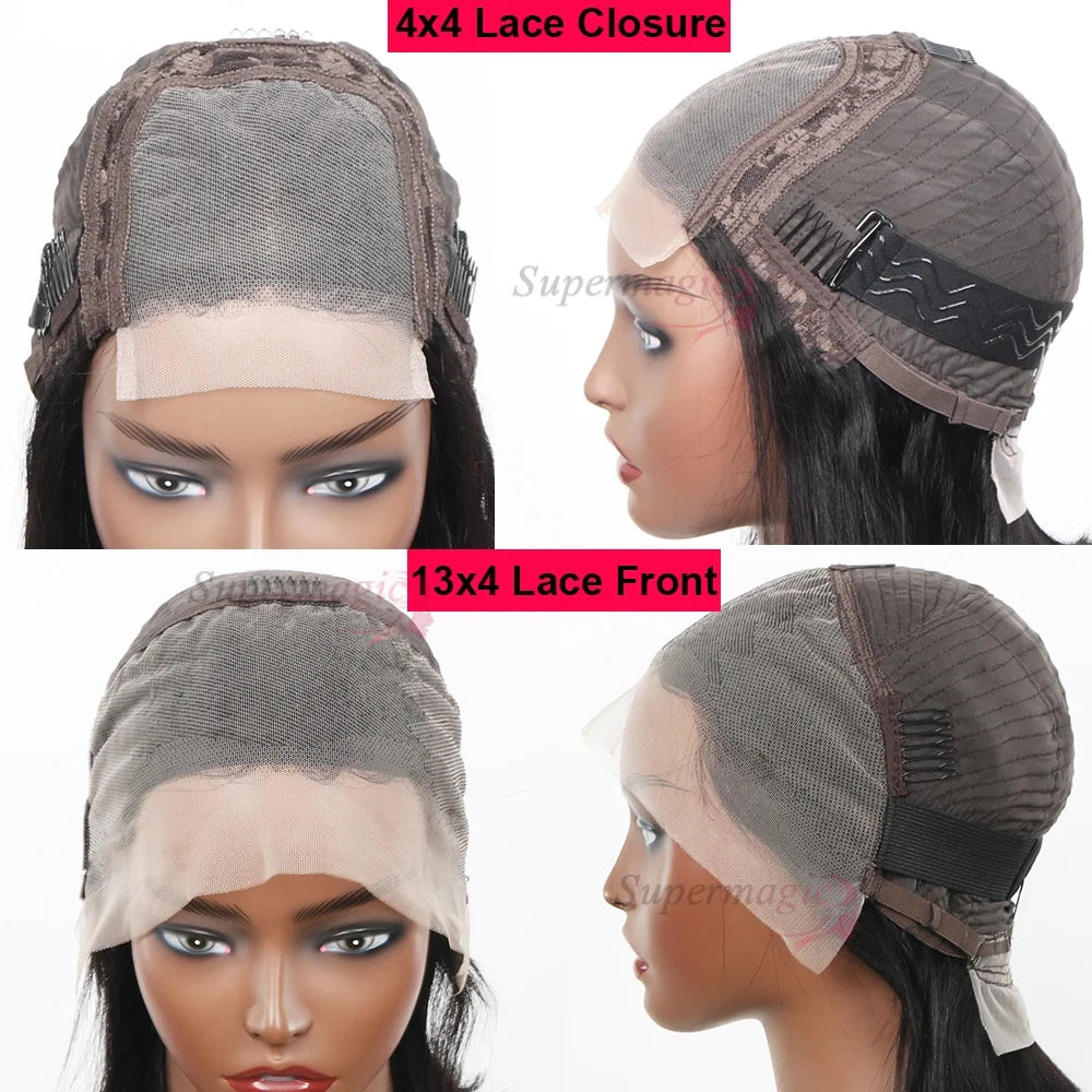 Ombre Chotolate brown Straight Bob 13x4 Lace Closure Human hair Wigs 100% Vietnamese Hair Wear and Go Glueless Layered Cut Wig