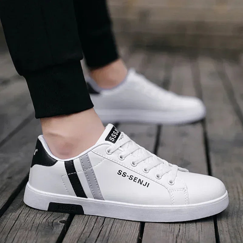 High Quality Men Sneakers Leather Outdoor Casual Shoes Lace-up Hot Sale Mens Vulcanized Shoes Trendy Men Shoes New Tenis Hombres