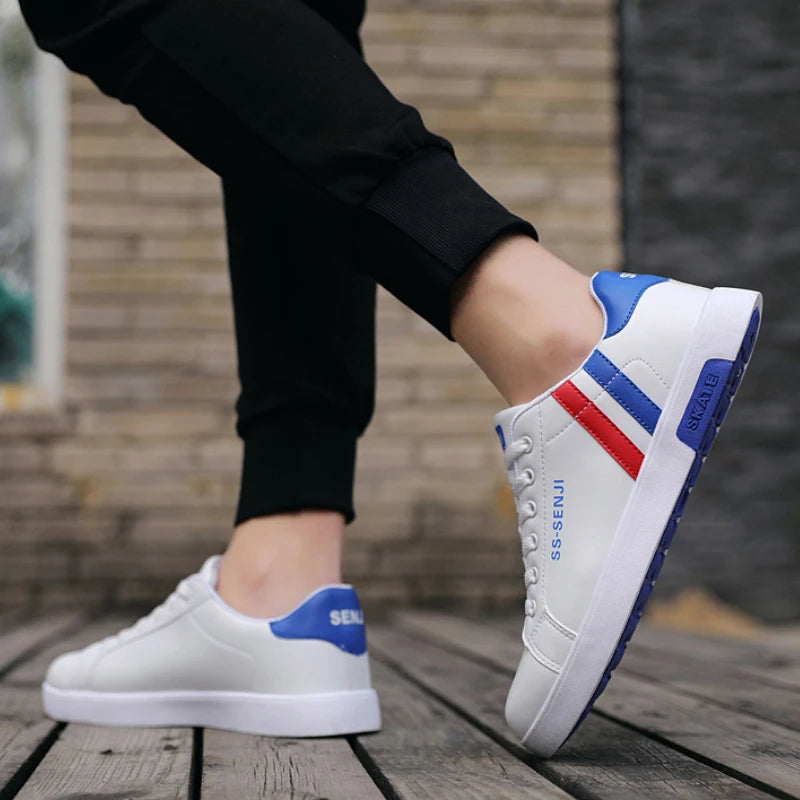 High Quality Men Sneakers Leather Outdoor Casual Shoes Lace-up Hot Sale Mens Vulcanized Shoes Trendy Men Shoes New Tenis Hombres