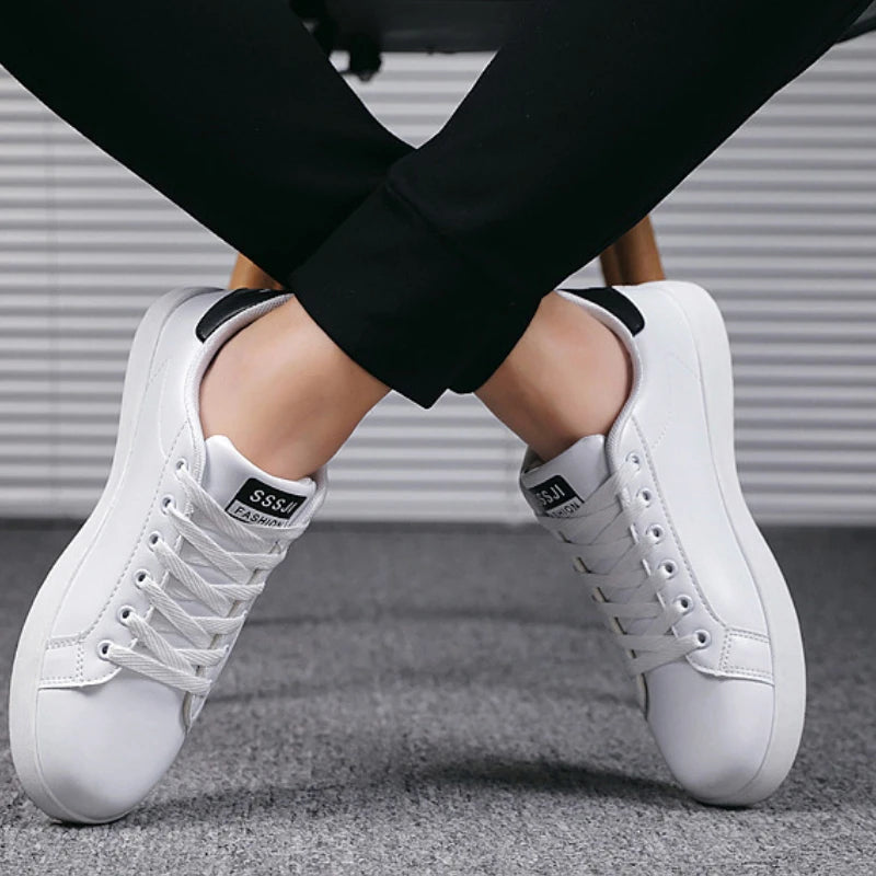 High Quality Men Sneakers Leather Outdoor Casual Shoes Lace-up Hot Sale Mens Vulcanized Shoes Trendy Men Shoes New Tenis Hombres