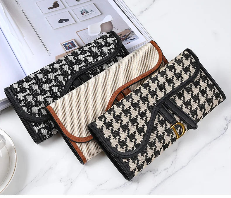 Retro Wallet Women's Long Large Capacity D-Buckle Multi Card Position Foreign Trade Multi Functional Three Fold Handheld Bag